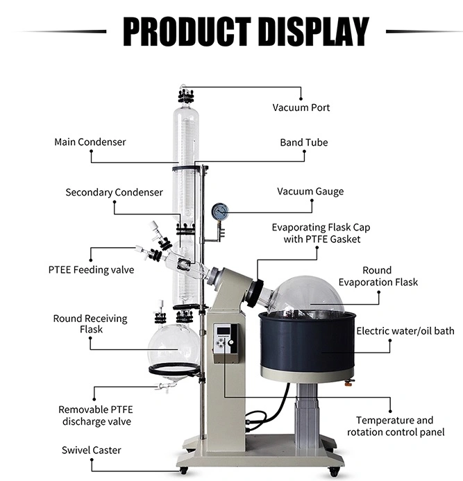 New Type Industry Chemical Solvent Distillation Alcohol Distiller Rotary Vacuum Evaporator