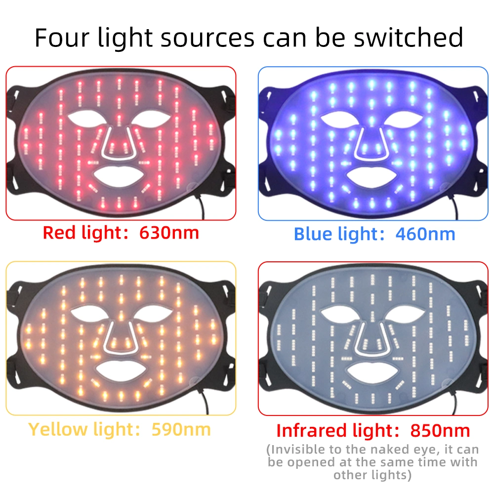 Regeneração do colagénio 41 cores silicone Vermelho LED Terapia de luz facial face Máscara de folha