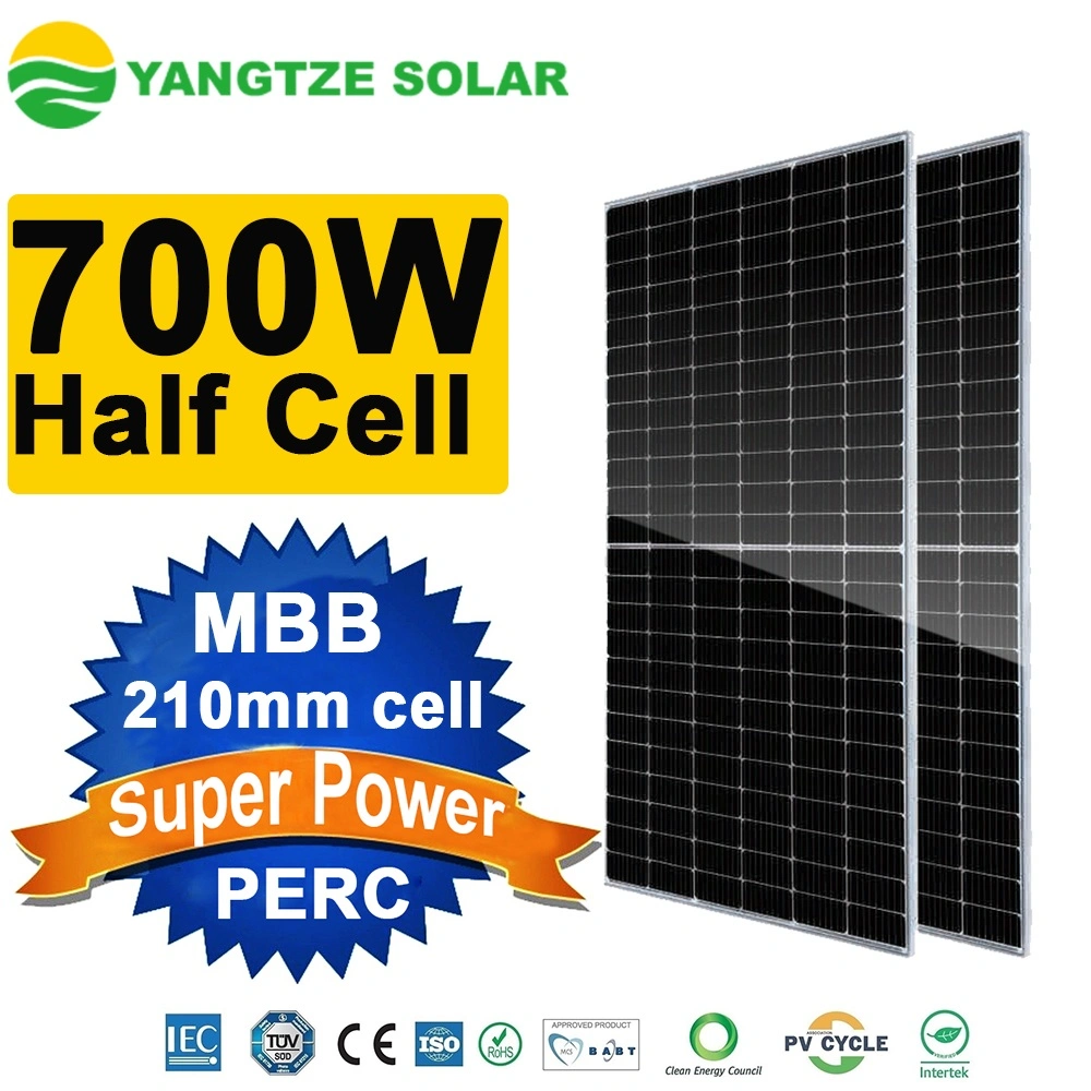 Garantie de 25 ans Yangtze 660W 670W 680W 690W 700W Panneau solaire monocristallin à demi-cellules PV pour système d'énergie solaire avec CE TUV Ice ISO