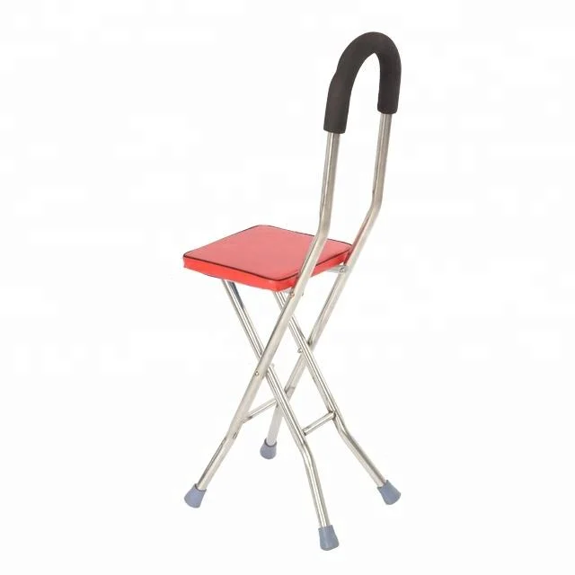 Hole Sale New Online Folding Non-Slip Cane Stool for Senior Citizens