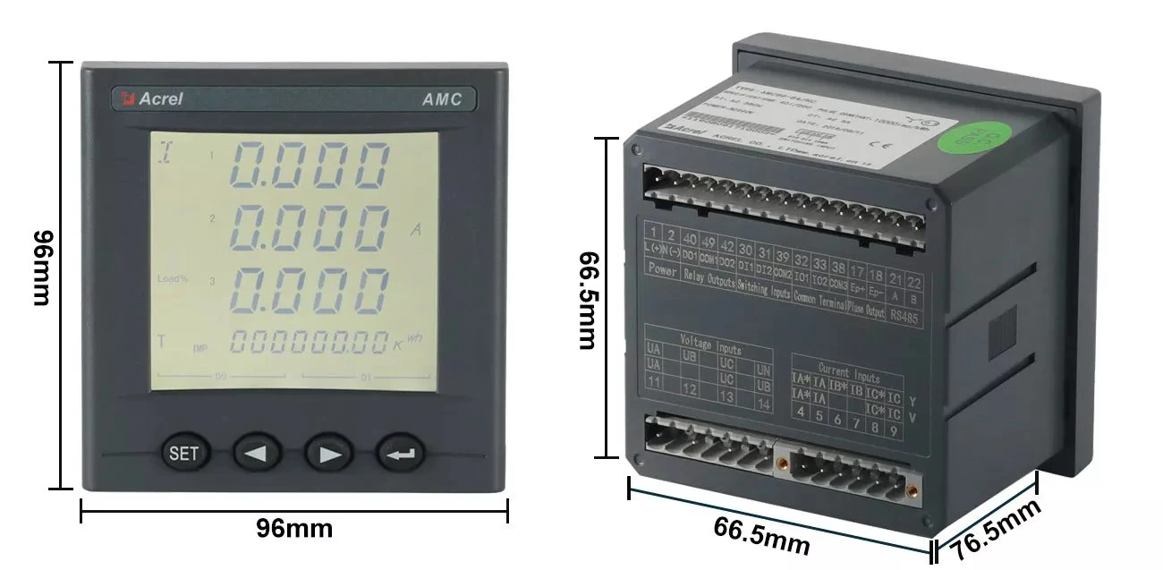 Acrel Elektrisches Zentralenmessgerät für Niederspannungsverteilungsplatine Amc96L-E4/Kc mit 4di2do, RS485-Modbus