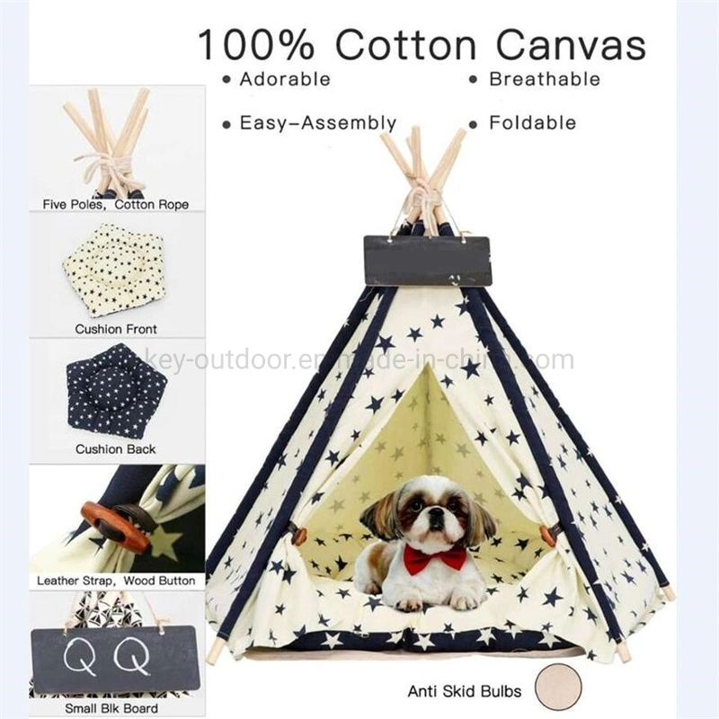 Pets Foldable Poles Soft Tipi Warm Comfortable Teepee High quality/High cost performance  Cushion Dog Cat Pet Tent Cage Carrrier House
