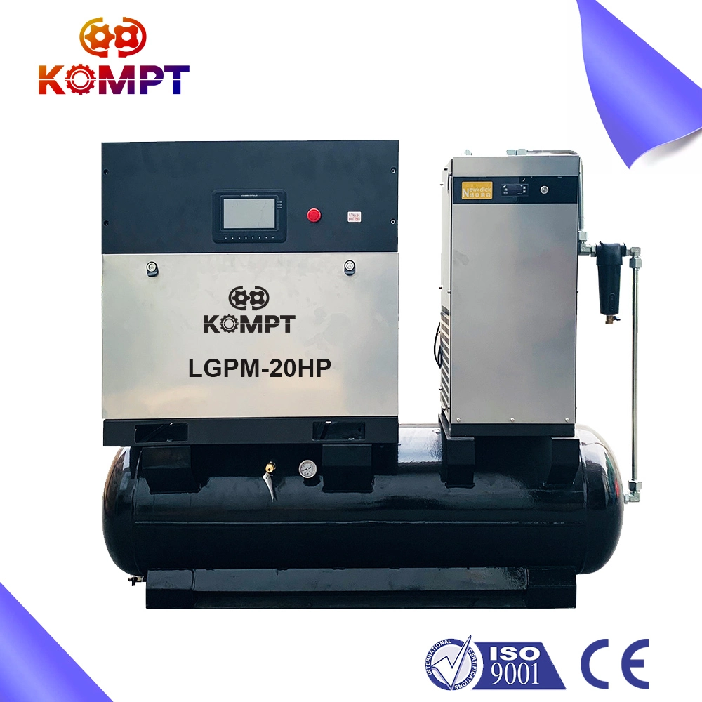 Compacted VSD Screw Air Compressors Machines 15kw 20HP with Receiver, Dryer and Filter