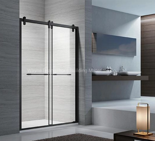 Black Matt Design Aluminium Simple Shower Room with Sliding Glass Door Tempered Glass with BS6206 En12150 Certificate From Original Factory Direct Good Price