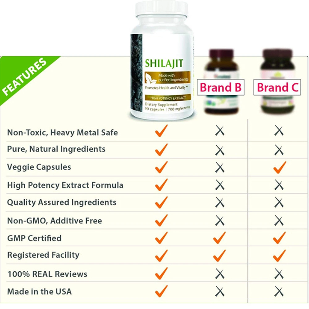 OEM Top Health Food Selling Shilajit Capsules for Strength Stamina and Power Capsules Shilajit Capsules