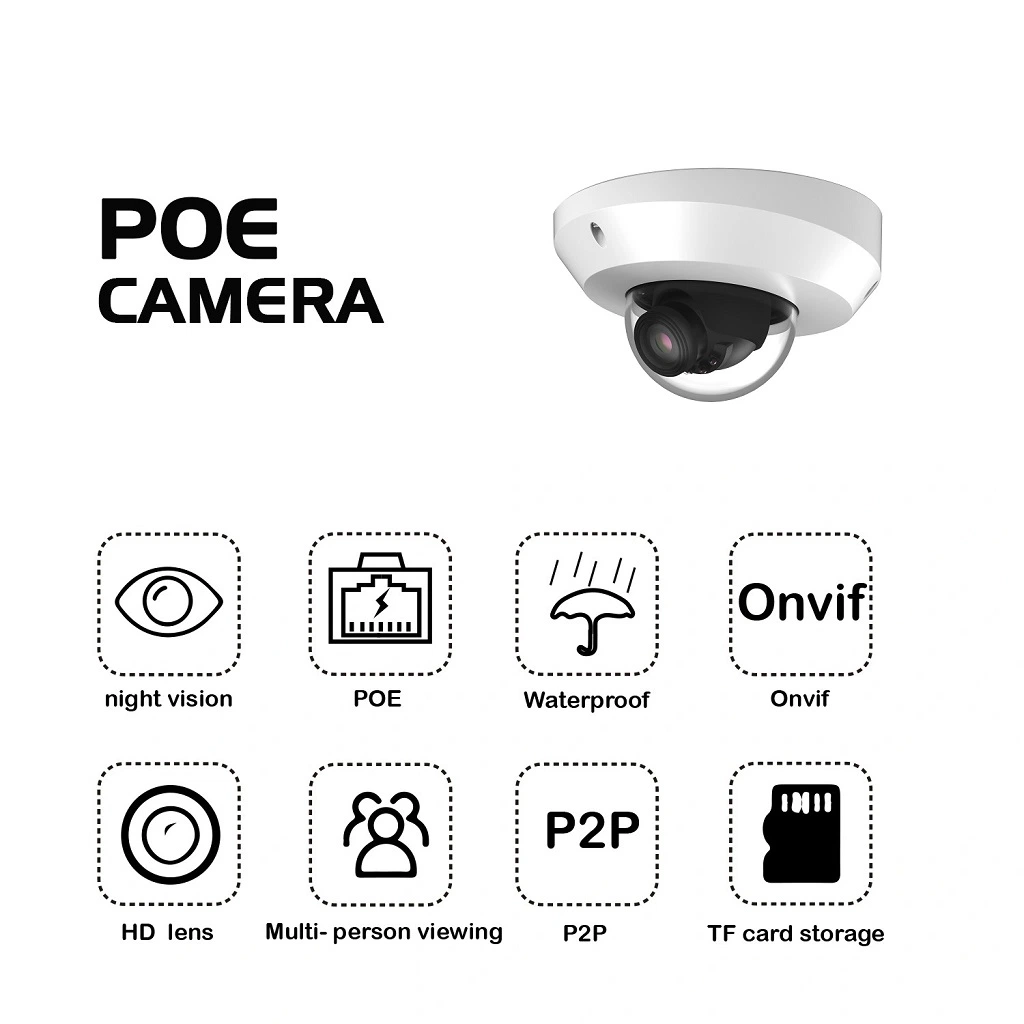 2MP Ai Smart IP Camera with Human Vehicle Detection Support People Counting CCTV IP Mini Dome Camera Poe