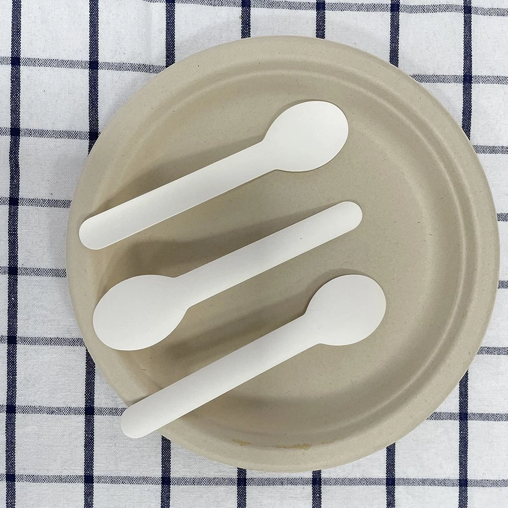 White Color Disposable Paper Cutlery Plastic Alternative Recyclable Paper Tableware