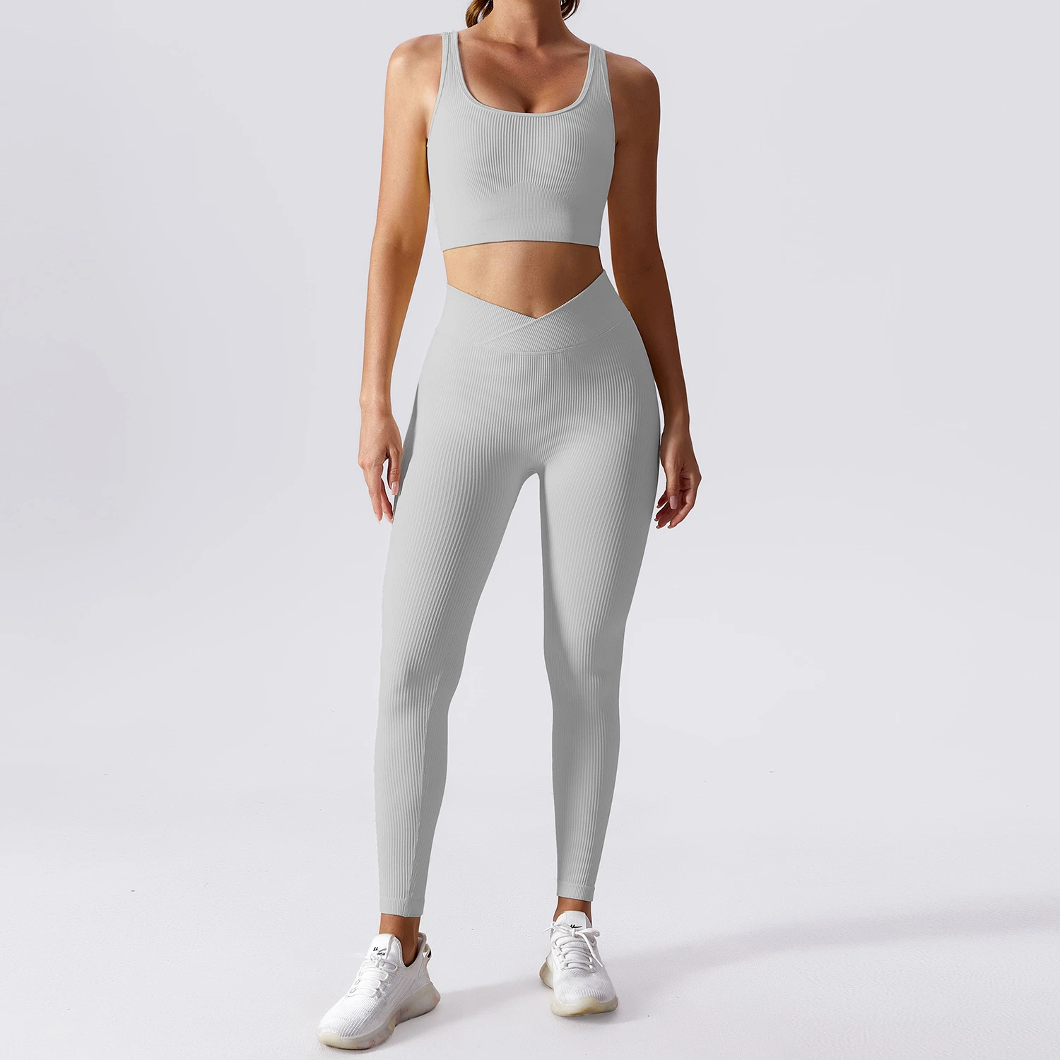 2 Pieces Seamless Women Tracksuit Yoga Set Running Workout Sportswear Gym Clothes Fitness Bra High Waist Leggings Sports Wear