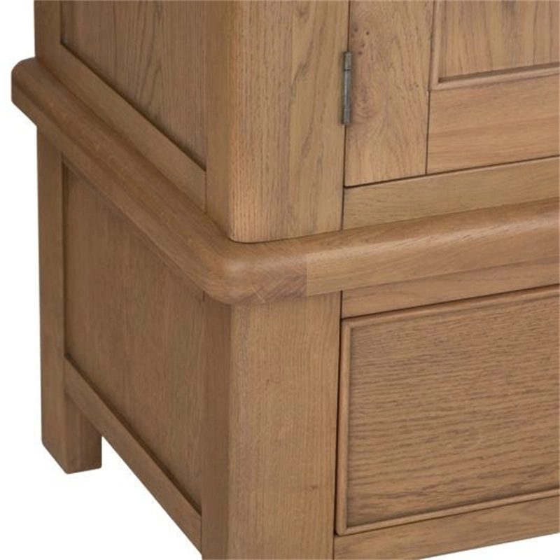 Solid Oak Rustic Large Storage Bedroom Armario de madera, con 3 puertas, 2 cajones, barra colgante, armario de madera al por mayor, armario de ropa moderna