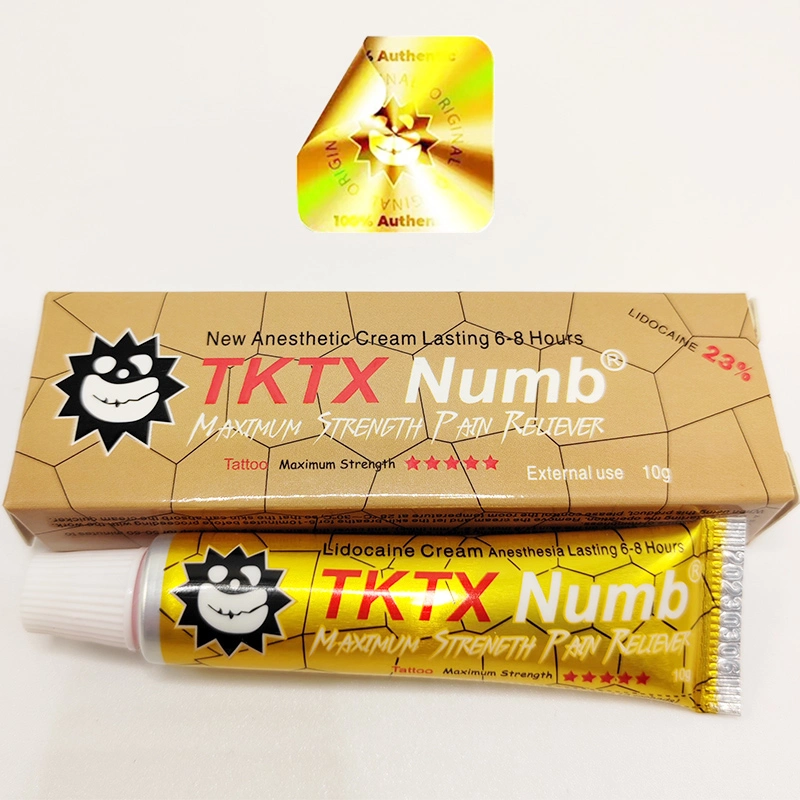 Maximum Strength Pain Reliever Numbing Anesthetic Cream Ointment 23% Lidicaine Color Changing Plastic Tubes New Version Tktx Gold 23% Numb Cream