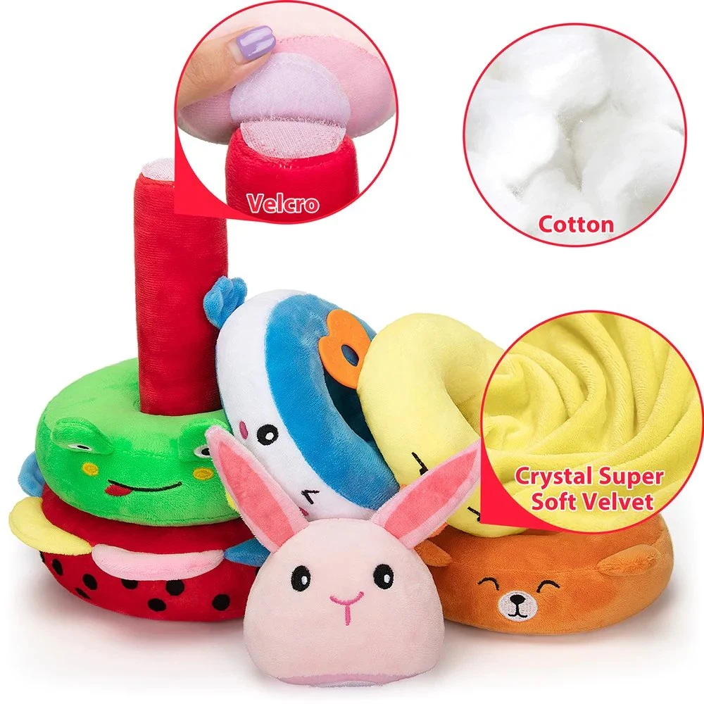 OEM ODM Soft Plushies Stacking Animals Plush Stuffed Kids Educational Toy with Sound