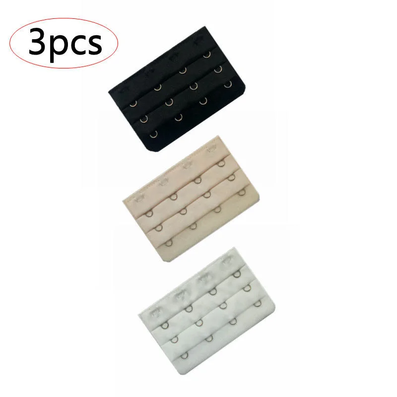 Thickened 3PCS One Set 3 Row 2 3 4 Hook Bra Extension Strap Bra Extender Hooks and Eyes