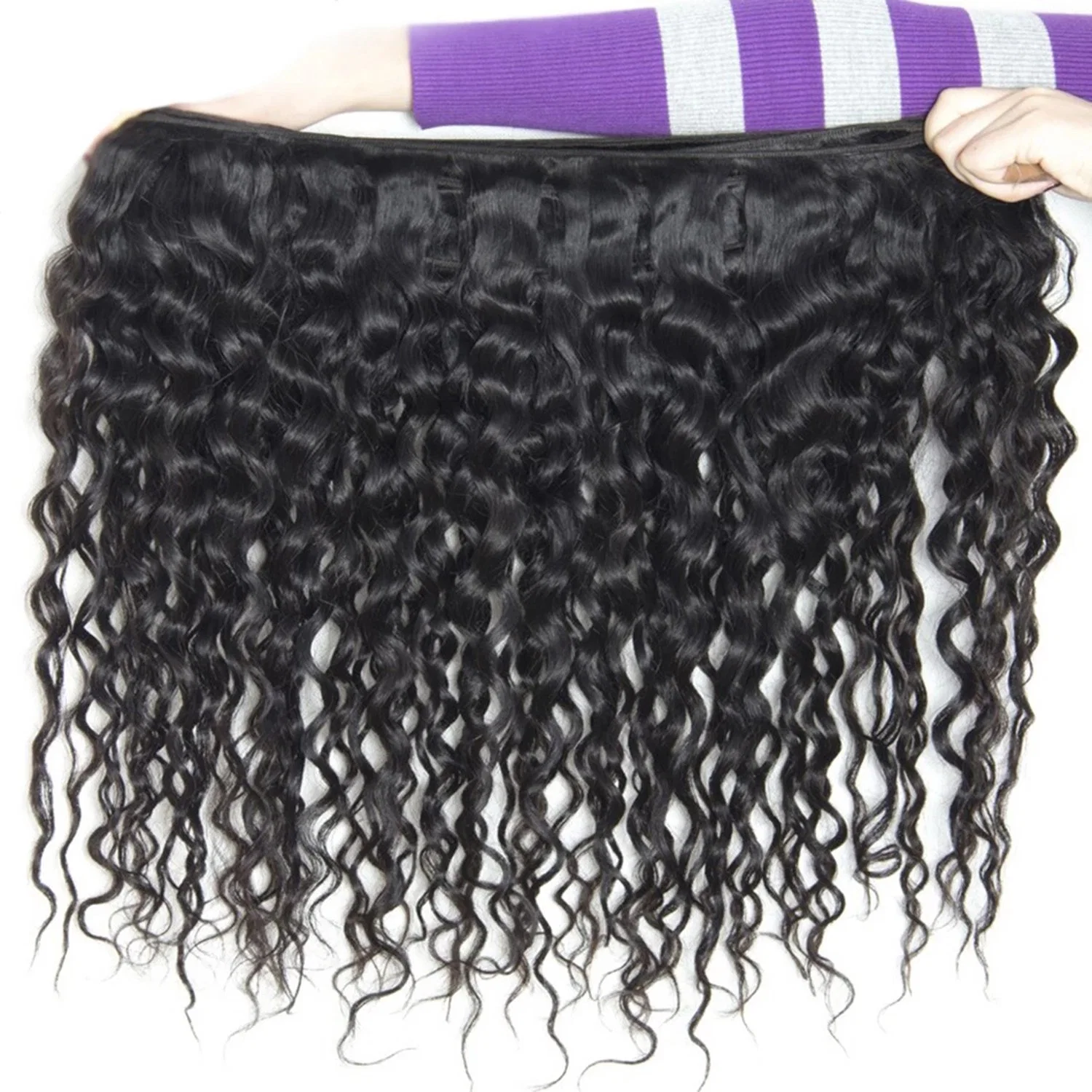 100% Brazilian Water Wave Natural Hair Weaves Bundle Double Drawn Weft