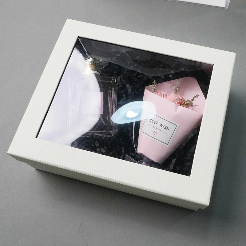 Cajas de regalo rígidas blancas con PVC personalizadas de Perfume cosmético al por mayor Ventana