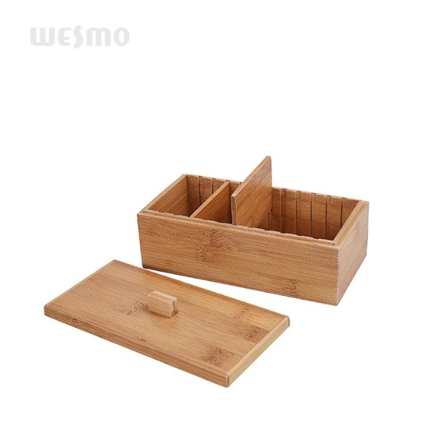 Bamboo Mirror Brush Holes Dressing Jewelry Box