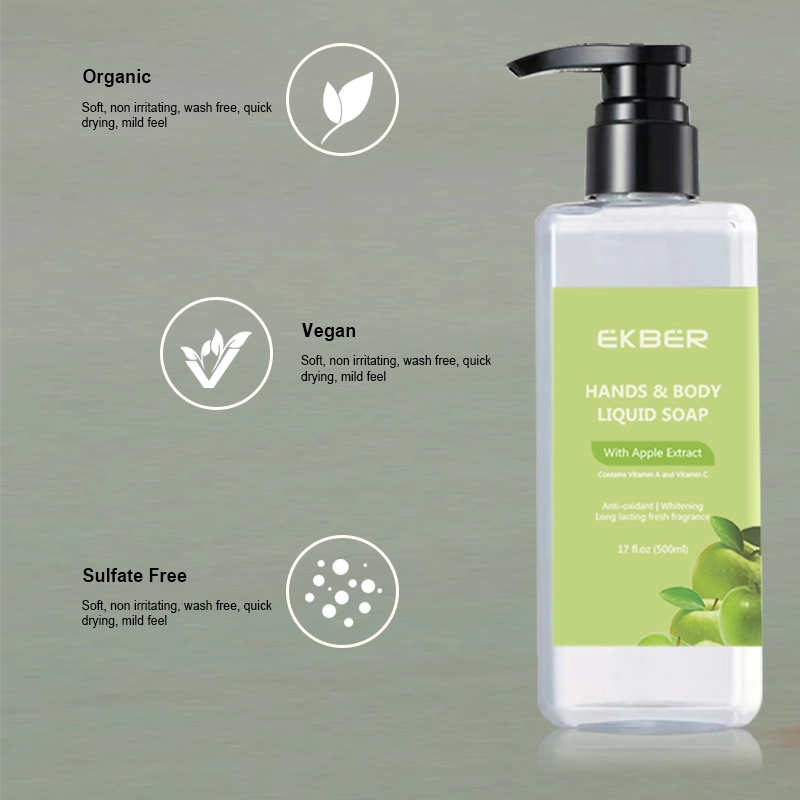 Custom Logo Organic Vegan Bathroom 500ml Wholesale/Supplier for Body and Hand Wash in Square Plastic Bottle Pure Castile Liquid Soap