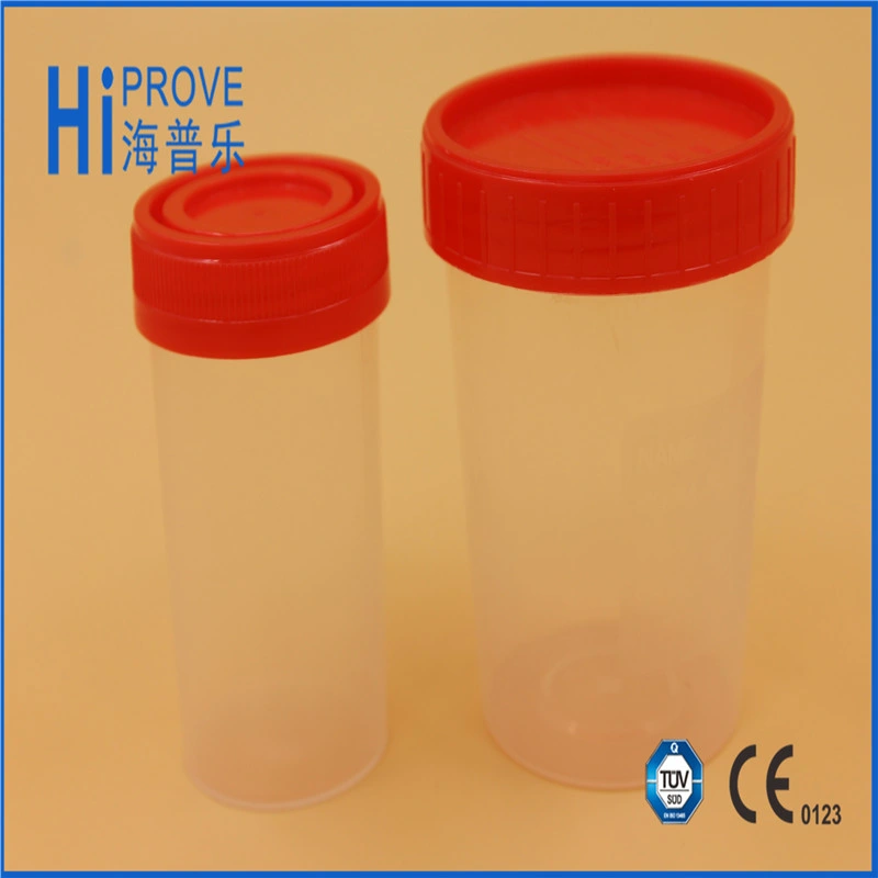 60ml Red Cap Plastic Urine Container Sample Cup