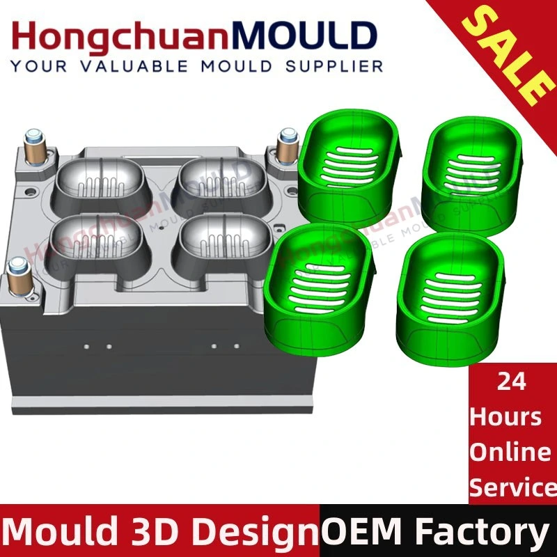 Plastic Leaf-Shaped Drain Soap Dish Injection Mould Drain Soap Box Mold