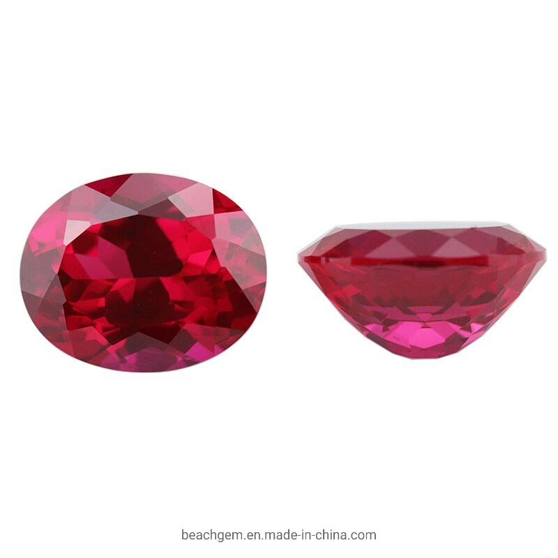 Czochralski Method Lab Created Ruby Oval Shape Gemstone for Jewelry Setting