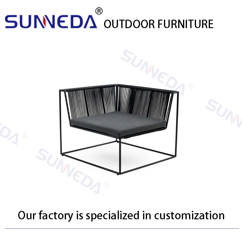 Patio Garden Modern Corner Sofa and Glass Table Aluminum Furniture