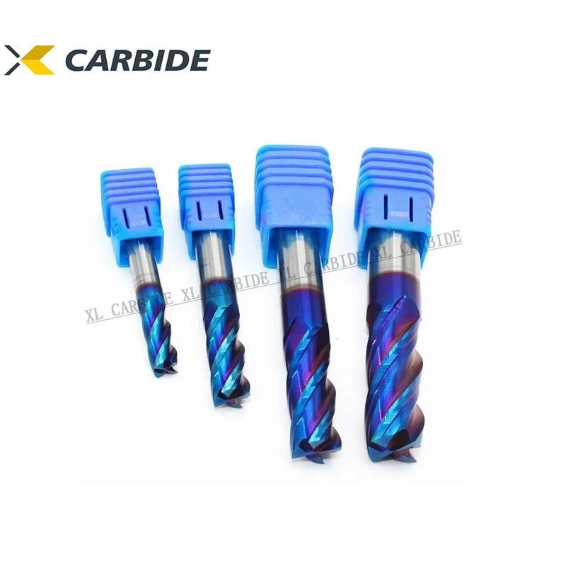 HRC65 Carbide Flat End Mill with Blue Naco Coating