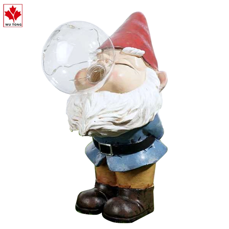 Factory Customized Popular Garden Decorations Dwarfs Solar Lamps Outdoor Courtyard Resin Crafts