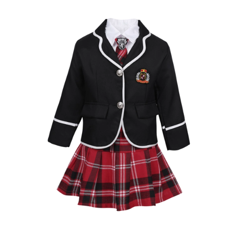 British Style Shirt Student Mantel Unisex Blazer Mädchen Kleid Junge Hose Schuluniform Set