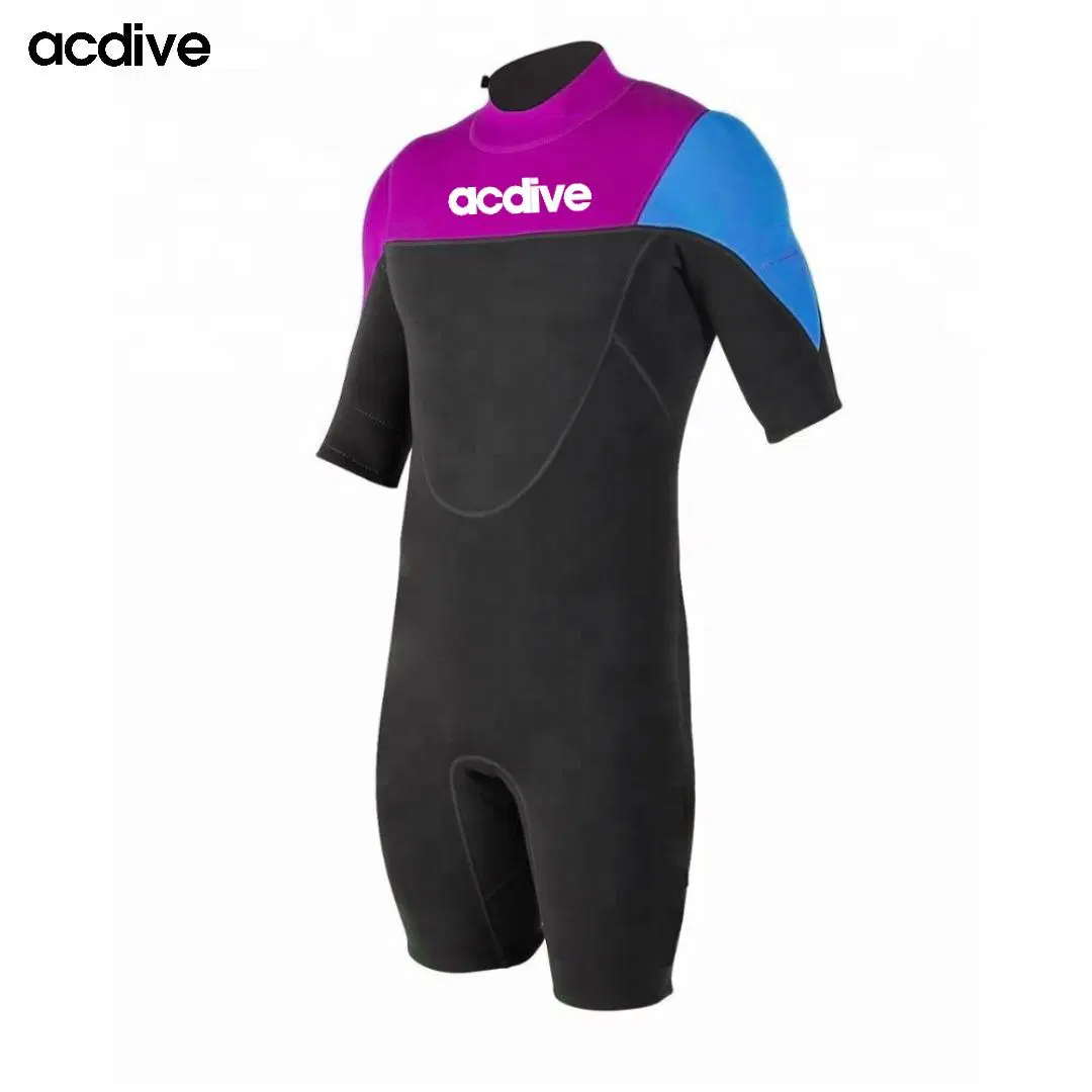 High Quality Adult Short Sleeve 3mm Stretchy Neoprene OEM Surfing Swimming Snorkeling Wetsuit