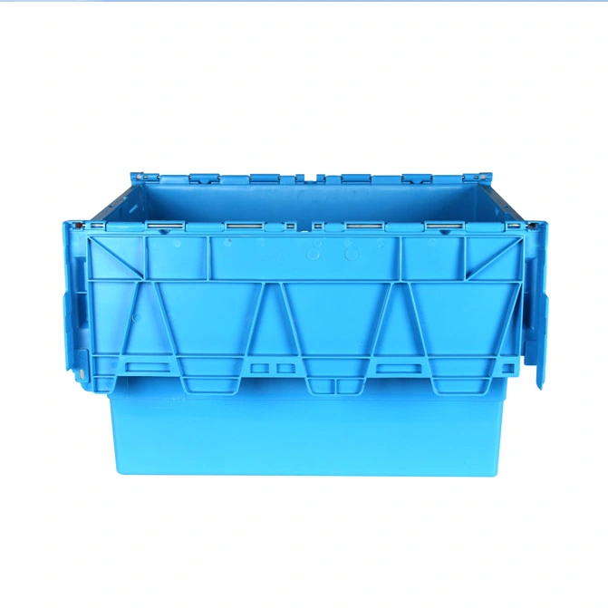 Large Load Capacity Plastic Turnover Container Hinged Lid Hard Plastic Tote Boxes