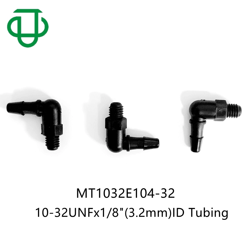 OEM & ODM Plastic 1/4-28unf Elbow Male Thread 1/8" (3.2mm) Hose Barb Fittings