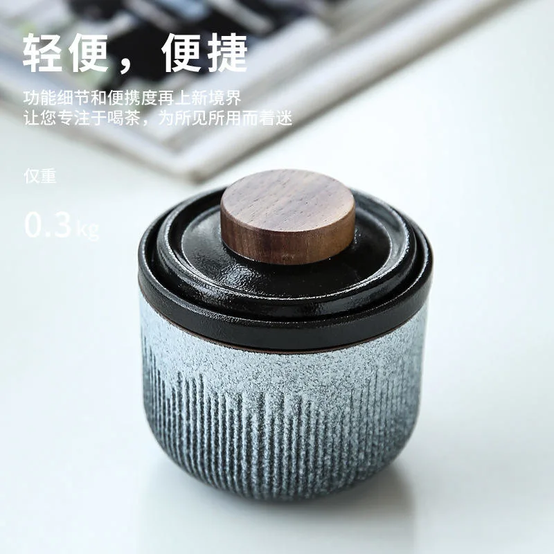Portable Zen Travel Kung Fu Tea Set Outdoor Ceramic Japanese Tea Pot and Cup Set Mini Carrying Bag Filter Pot Tea Cup Set