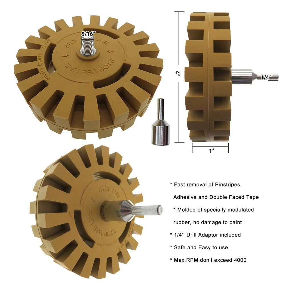 4inch 100mm Rubber Buffing Wheel for Drill with 1/4" Adapter