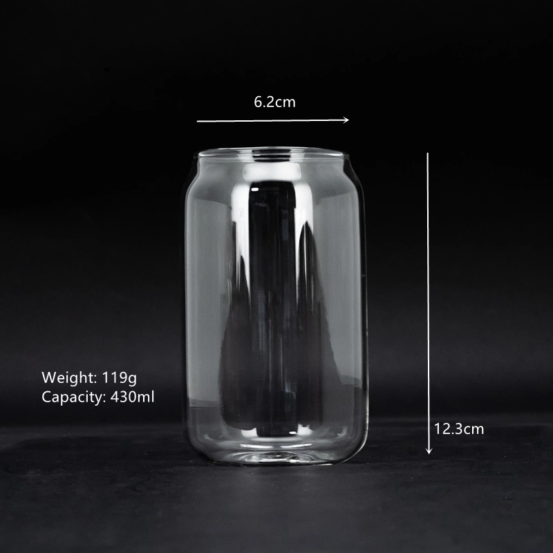 Wholesale/Supplier Unique Custom 430ml Borosilicate Stemless Beer Can Shaped Glass