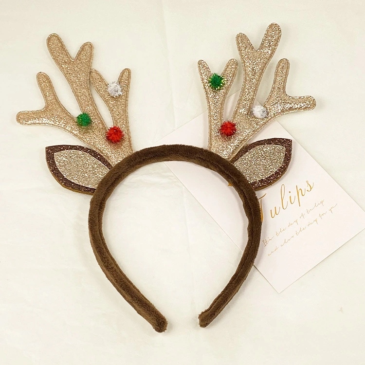 Christmas Antler Hair Band Children&prime; S Colorful Sequined Antler Headband Christmas Carnival Antler Headdress