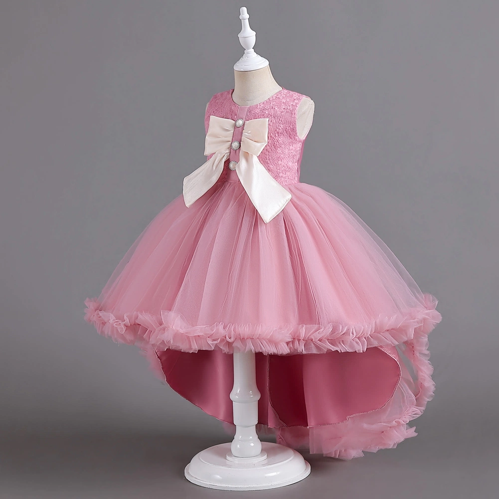 Neu Mädchen Schleife Prinzessin Kleid Kinder gedruckt Bunny Garn Party Performance Trailkleid