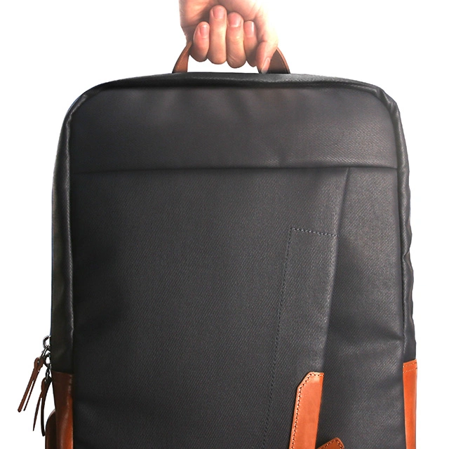 حقيبة ظهر من الجلد الطبيعي للكمبيوتر المحمول مع قماش مصقول Business مع حقيبة أنيقة للسفر الشركة المصنعة للرجال المقاومة للماء مع منفذ USB