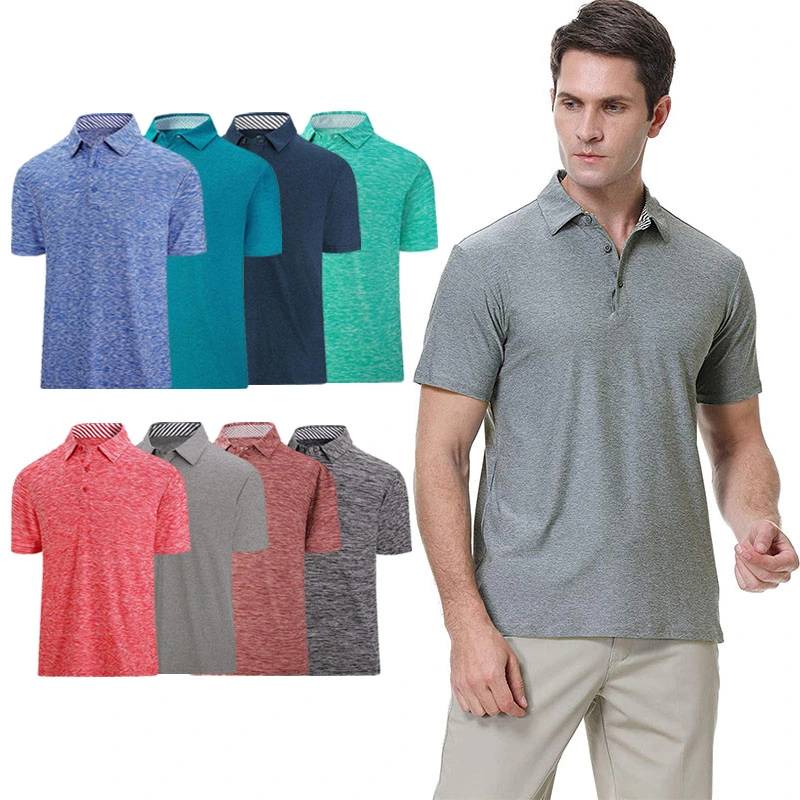 Men's Polo Shirts 3 Button Placket Quick Dry Performance Summer Shirts Pique Jersey Golf Polo Shirt