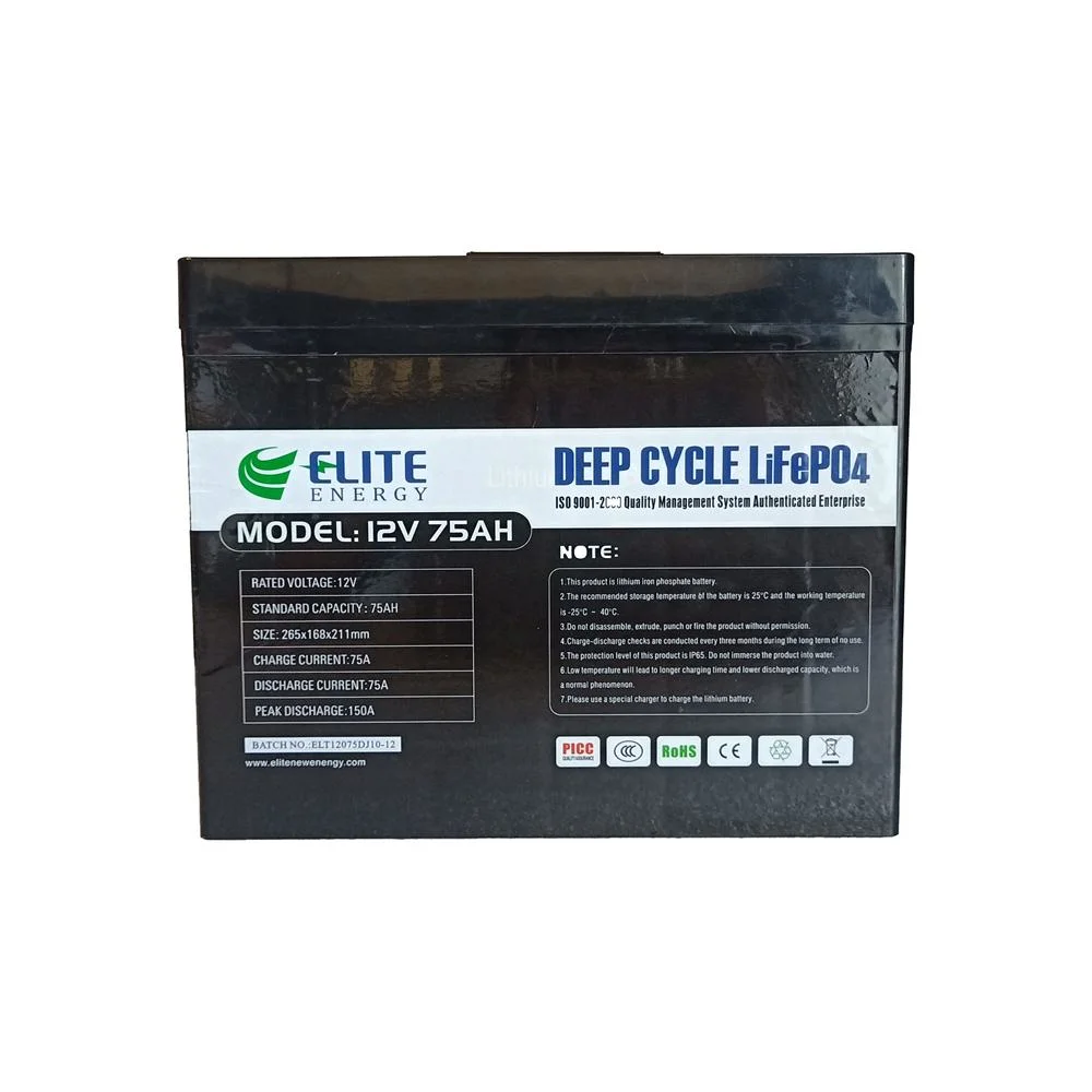 Elite Hot Sell 12V 75ah UPS Car Rechargeable LiFePO4/Li-ion/Lithium-Ion/Lithium Battery/Storage Battery with BMS