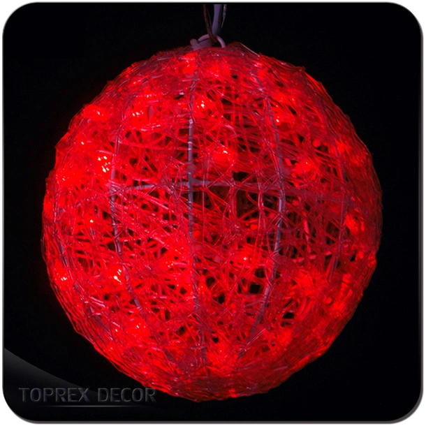 Personalised Red LED Outdoor Big Iron Metal Christmas Ball Decoration