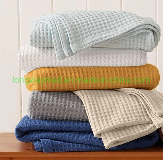 100% coton waffle weave couverture thermique couverture couverture cellulaire de l'hôpital