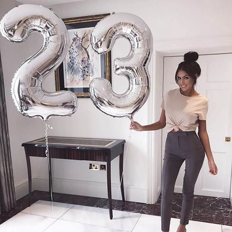 32/40inch Number Aluminum Foil Balloons Rose Gold Silver Digit Figure Balloon Child Adult