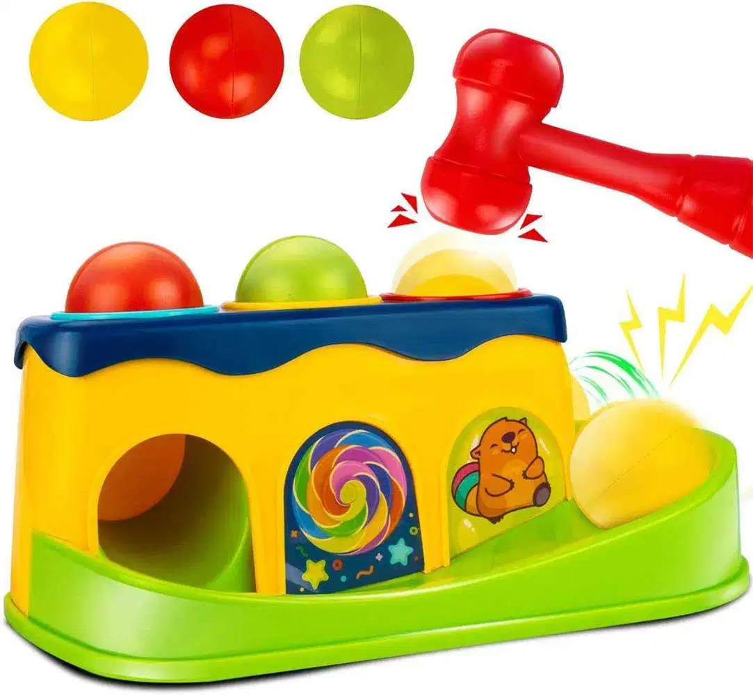 Hot Sale Kids Educational Plastic Knock Color Ball Toy Piling Platform Hammer Baby Toys for Kids