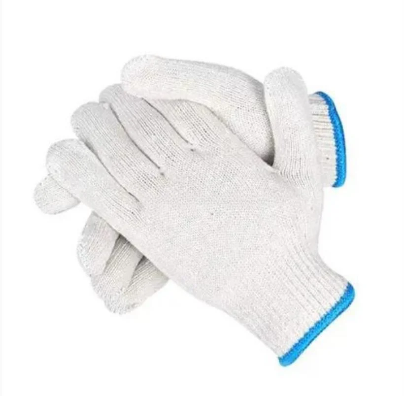 Guantes de trabajo de seguridad de punto de algodón blanco natural de alta calidad