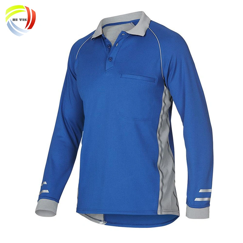 High Quality Custom Logo Work Corporate Uniform Contrast Color Cotton Polyester Sports Mens Reflect Polo Shirt