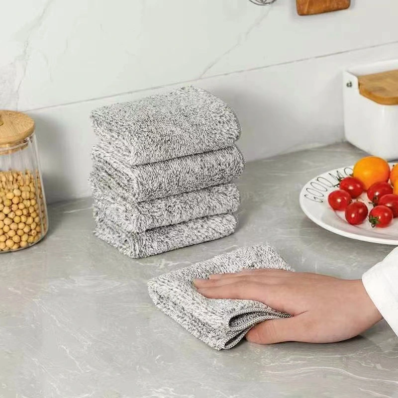 Bamboo Charcoal Towel Microfiber Water Absorption Kitchen Dish Towel