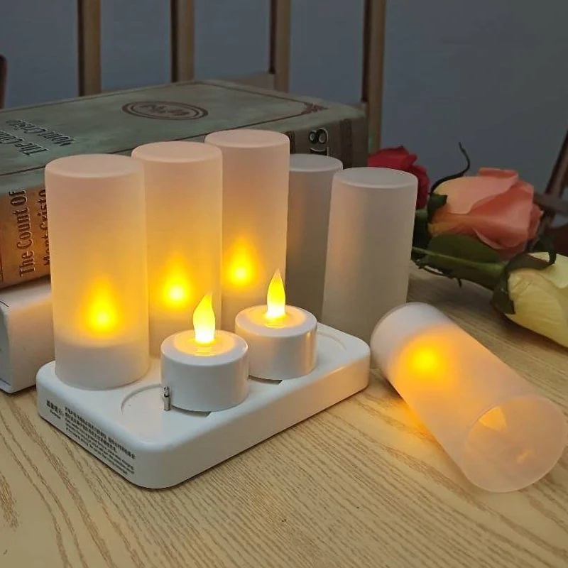Rechargeable Candles Flameless Flickering LED Tea Lights with Remote & Timer