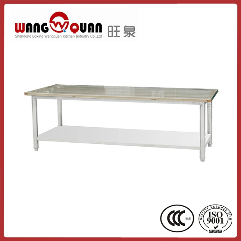 Commercial Kitchen Equipment 2 Layer Stainless Steel Work Table with Wood Top