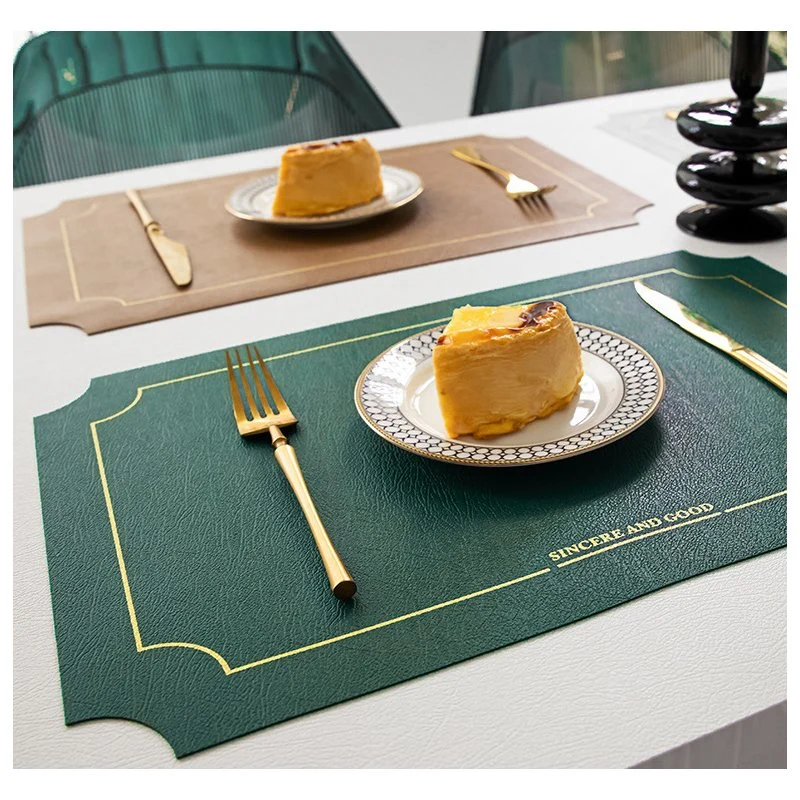 Mat Table PU Non-Slip Pad Leather Heat Insulation Placemats Silicone Cup Woven Home Kithcen Dining Place Western Soft Placemat