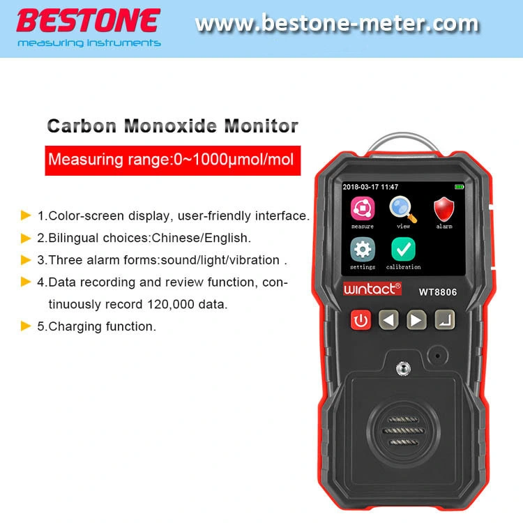 Handheld LCD Display Carbon Monoxide Co Gas Detector with High quality/High cost performance  Wt8806