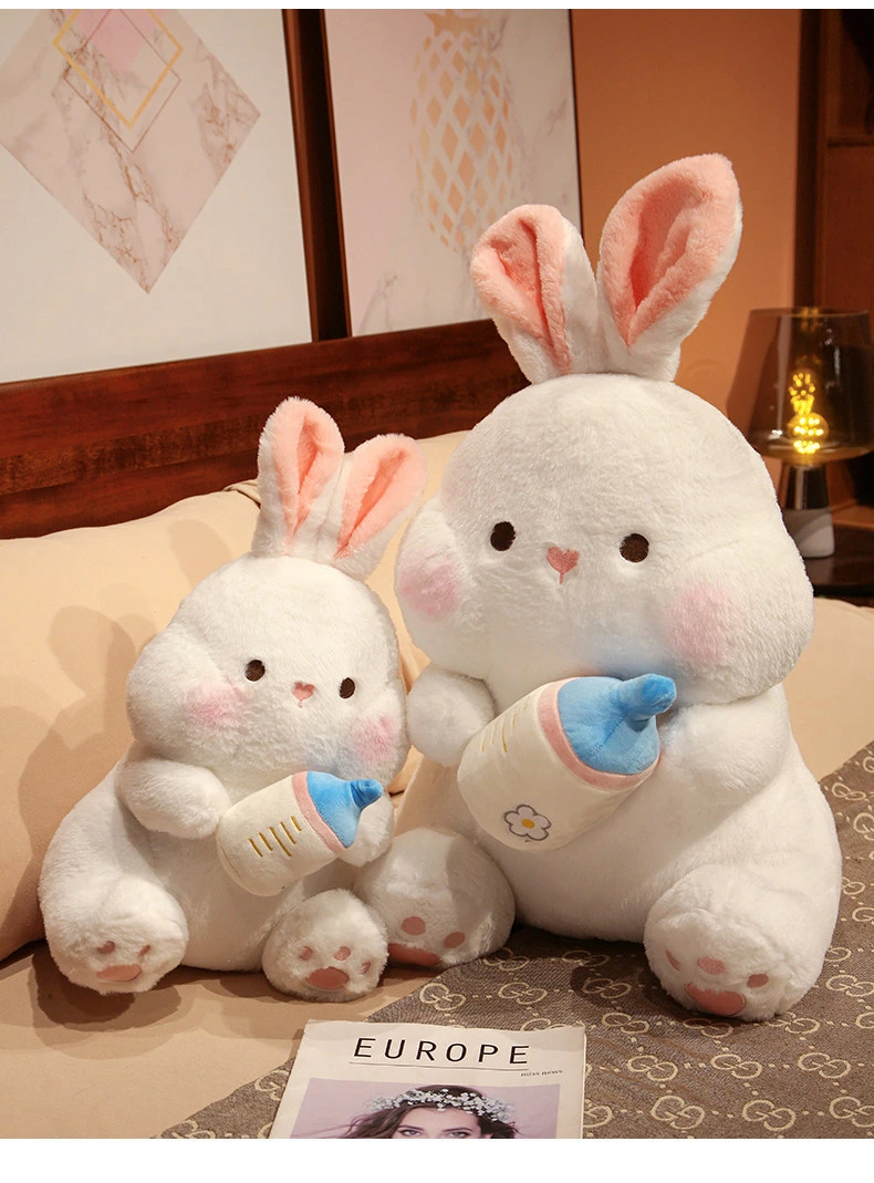 Premium Soft Rabbit Plush with Milk Bottle Pillow Stuffed Toys